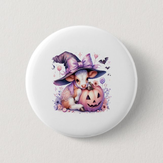 Cow Halloween Square 6 Cm Round Badge (Front)