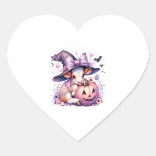Cow Halloween Square Heart Sticker
