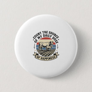 Cow Happiness Vintage Farm Vector Shirt Design_1 6 Cm Round Badge