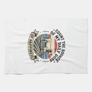 Cow Happiness Vintage Farm Vector Shirt Design_1 Tea Towel