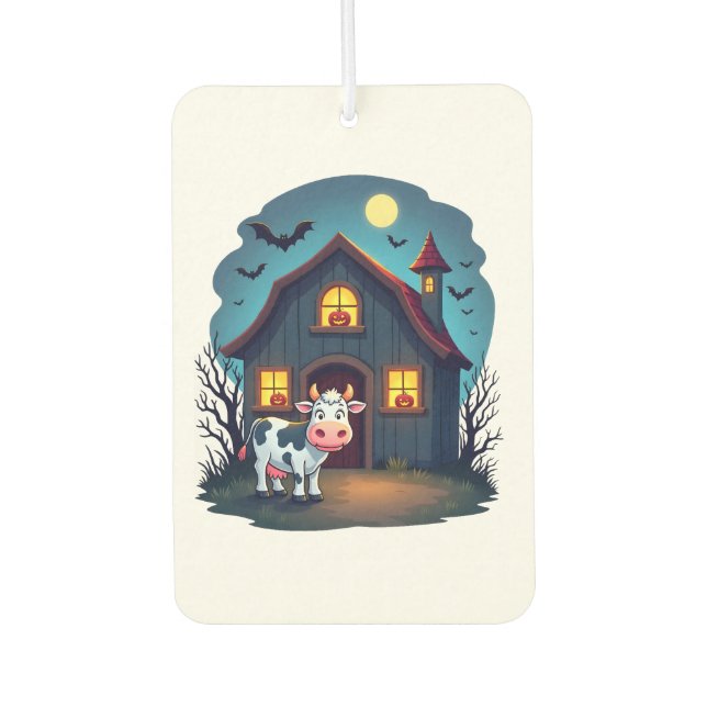 Cow & Haunted Barn Car Air Freshener (Front)