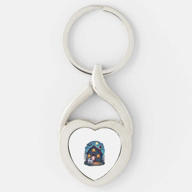 Cow & Haunted Barn Key Ring (Front)