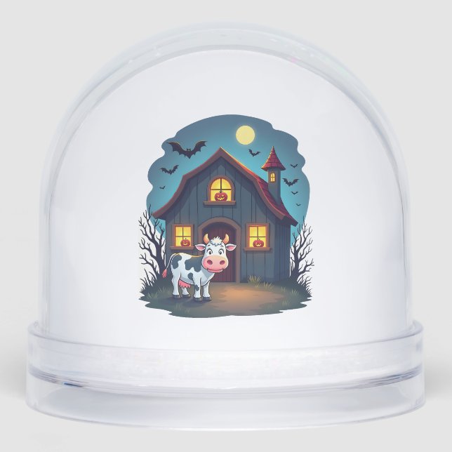 Cow & Haunted Barn Snowglobe (Front)