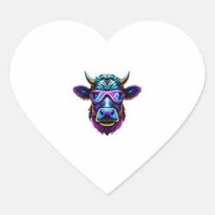 Cow head cow glasses funny cool colourful heart sticker