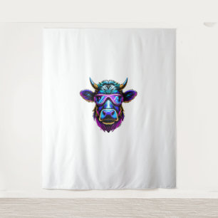 Cow head cow glasses funny cool colourful tapestry
