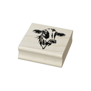 Cow Head Rubber Stamp