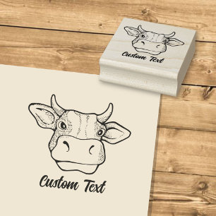 Cow Head Rubber Stamp