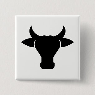 Cow Head Silhouette 15 Cm Square Badge