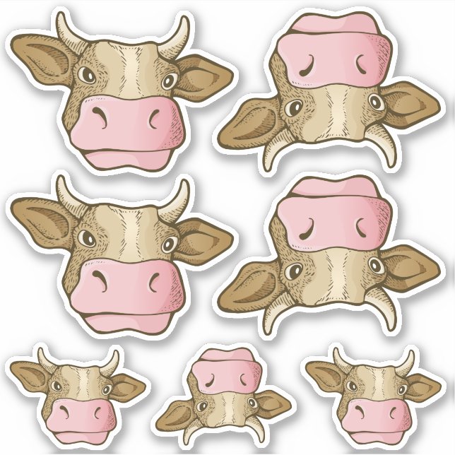 Cow Head Sticker Set (Front)
