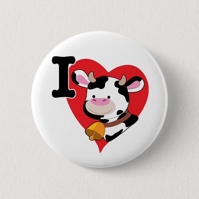 Cow Heart 6 Cm Round Badge (Front)