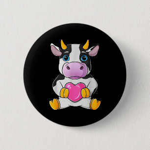 Cow Heart Cute Valentines Day Farm Animal Women Ki 6 Cm Round Badge