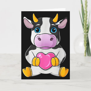 Cow Heart Cute Valentines Day Farm Animal Women Ki Card
