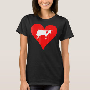 Cow Heart Love I Love Cows Cute Cow Art Animal Cha T-Shirt