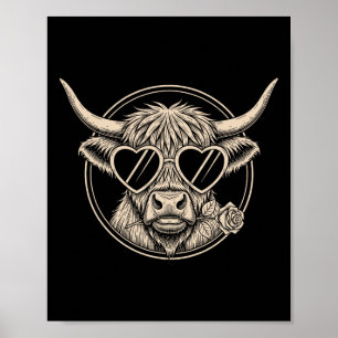 Cow Heart Sungles Rose Valentine Circle Frame Poster