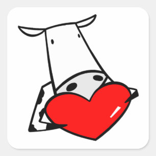Cow Heart Valentine I Love Cows Square Sticker