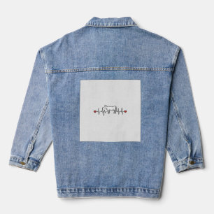 Cow Heartbeat Engraving Style Farm Animal Shirt De Denim Jacket