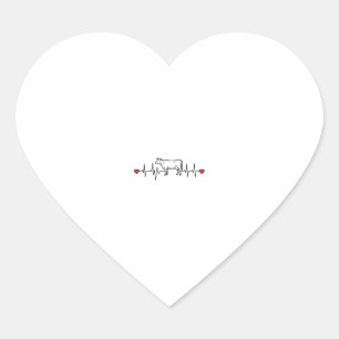 Cow Heartbeat Engraving Style Farm Animal Shirt De Heart Sticker