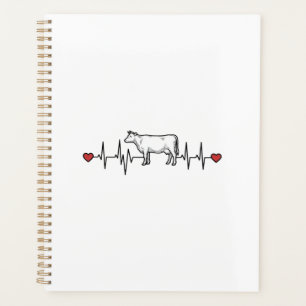 Cow Heartbeat Engraving Style Farm Animal Shirt De Planner