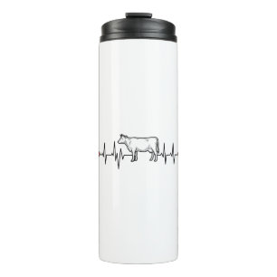 Cow Heartbeat Engraving Style Farm Animal Shirt De Thermal Tumbler