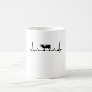 Cow Heartbeat Farming Moo Animal Gift Mum Dad Coffee Mug