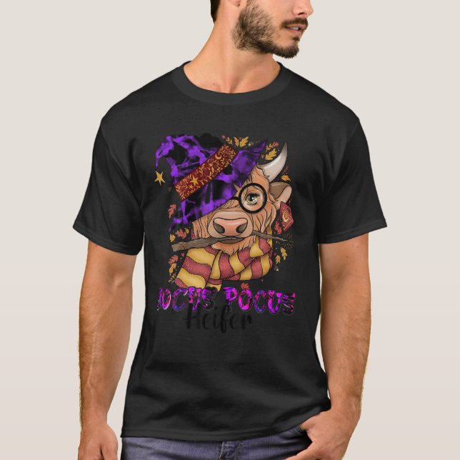 Cow Heifer Hocus Pocus Funny Halloween Cow Witch M T-Shirt (Front)