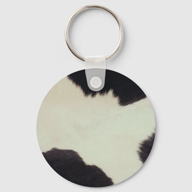 Cow Hide, Black and White Key Ring (Front)