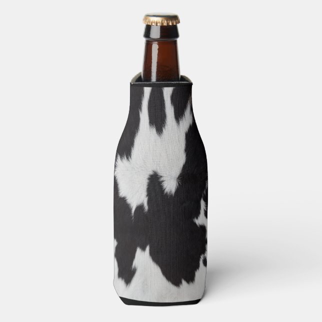 cow hide black white  bottle cooler (Bottle Front)