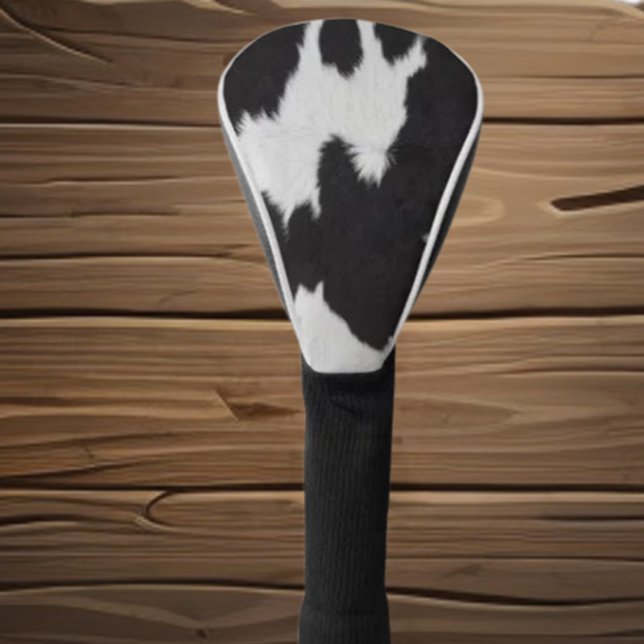 cow hide black white  golf head cover (Traditional  black and white Golf Club Headcover)