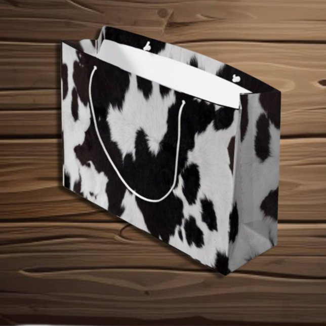 cow hide black white  large gift bag (cOW gIFT bAG)