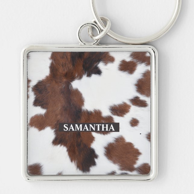 Cow  Hide Brown   Key Ring (Front)