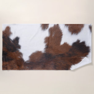 cow hide brown white beach towel