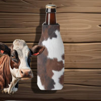 cow hide brown white bottle cooler