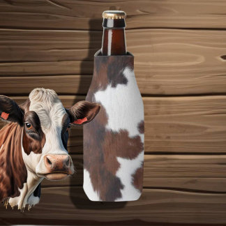 cow hide brown white bottle cooler