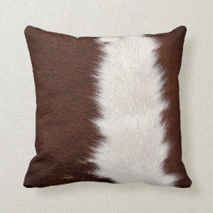 Cow Hide, Brown & White, Cotton Cushion