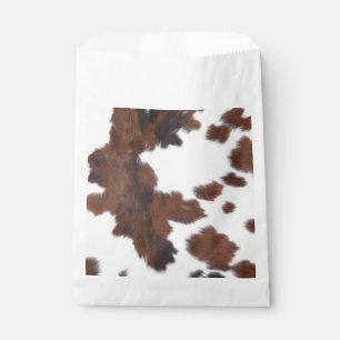 cow hide brown white favour bag