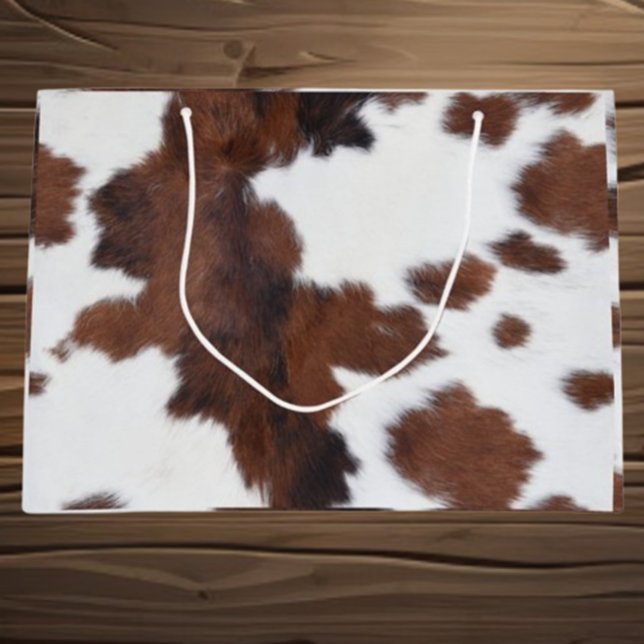 cow hide brown white  large gift bag (Perfect for unique gifts—add rustic charm to every celebration today!)