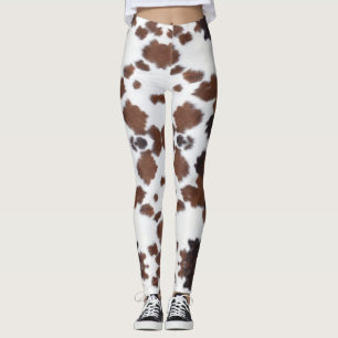 cow hide brown white   leggings