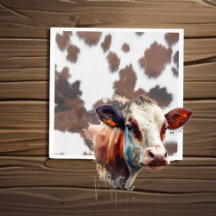cow hide brown white