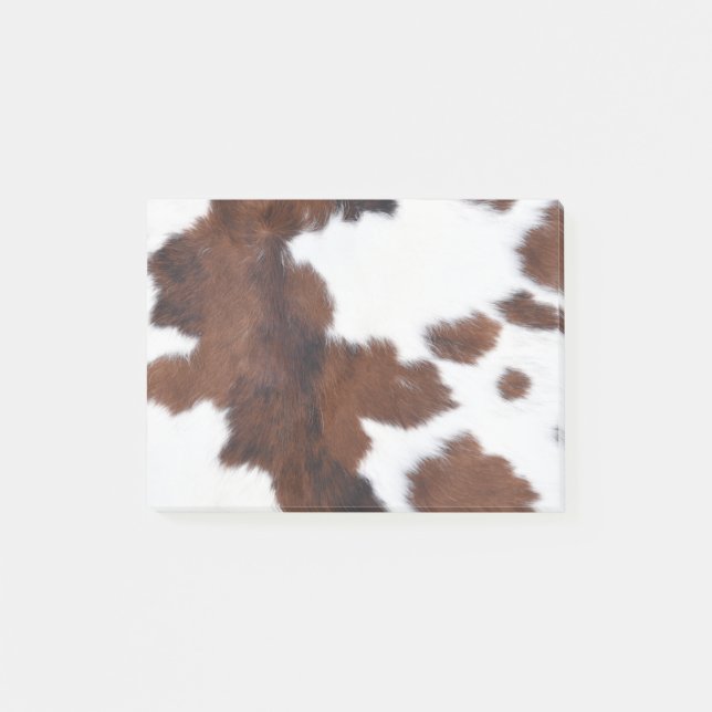 Cow hide Brown White Post-it Notes (Front)