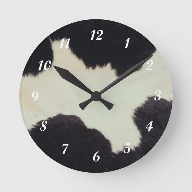 Cow Hide Round Clock (Front)
