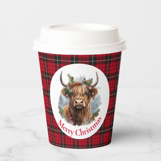 Cow Highland Christmas Paper Cups (Front)