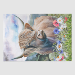 Cow Highland Farm Watercolor Tissue Paper