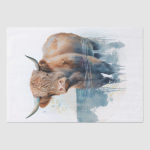 Cow Highland Farm Watercolor Tissue Paper