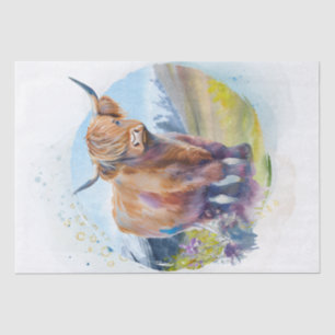 Cow Highland Farm Watercolor Tissue Paper