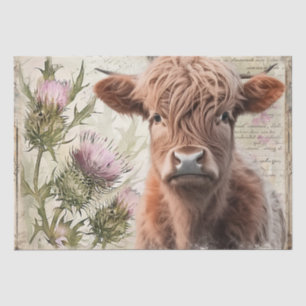 Cow Highland Scotland Thistle Watercolor Tissue Paper