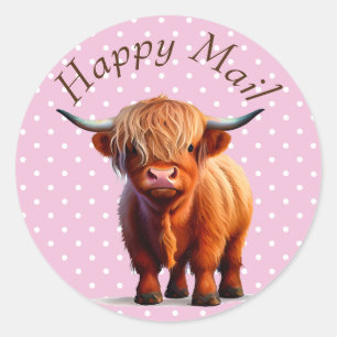 Cow highlander Pink Classic Round Sticker