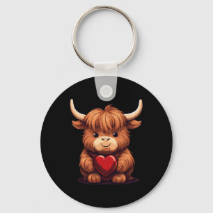 Cow Holding Heart Valentine's Day Cute Valentine Key Ring