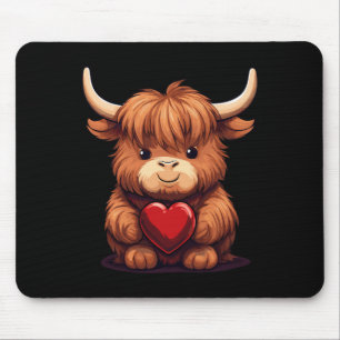 Cow Holding Heart Valentine's Day Cute Valentine  Mouse Pad