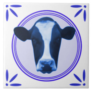 Cow Holland Delftware-Delft-Blue-Look Printed Ceramic Tile