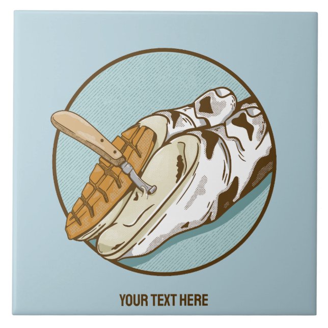 Cow hoof trimming ceramic tile (Front)